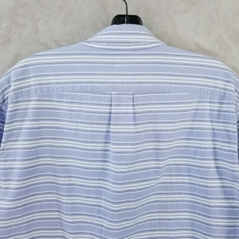 J Crew Oxford Shirt Men XL Slim Blue Striped 100% Cotton Long Sleeve Button Down